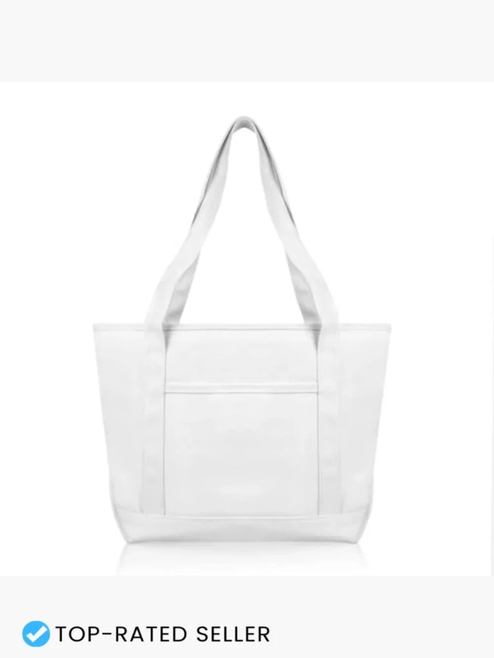 Premium Cotton Canvas Tote Bag Large Shoulder Zip Top Sturdy
